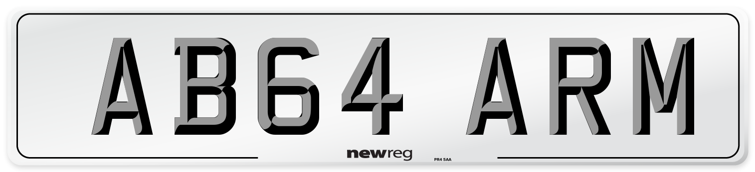 AB64 ARM Number Plate from New Reg